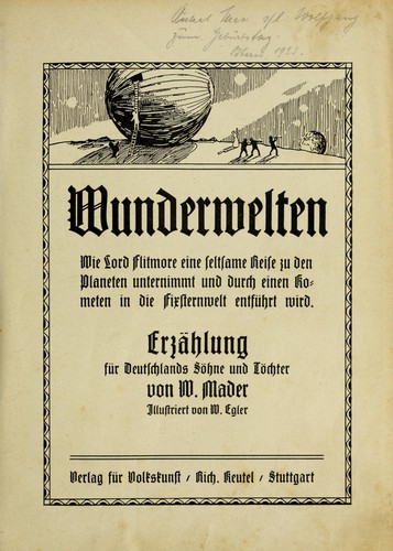 Mader, Friedrich Wilhelm: Wunderwelten