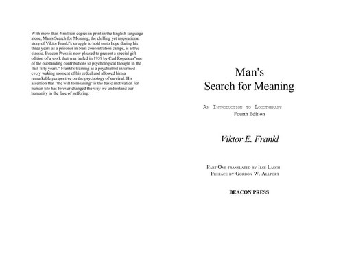 Viktor E. Frankl: Man's Search for Meaning (2001, Beacon Press)