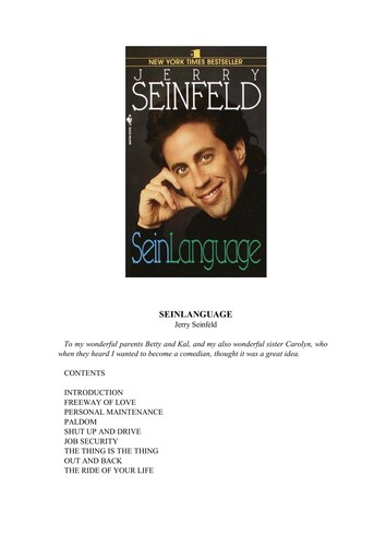 Jerry Seinfeld: SeinLanguage (2008, Bantam Books)