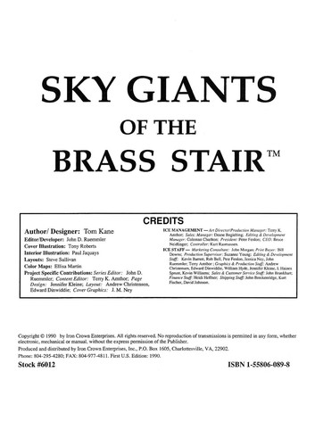T. Kane: Sky Giants of the Brass Stair (Shadow World #6012) (Paperback, 1990, Berkley Pub Group)