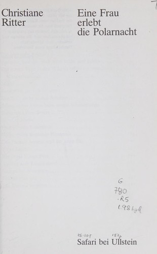 Christiane Ritter: Eine Frau erlebt die Polarnacht. (German language, 1978, Ullstein, ULLSTEIN)