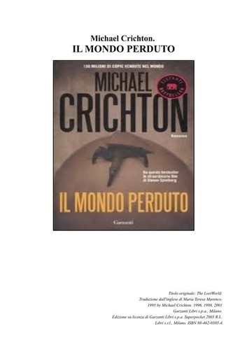 Michael Crichton, Michael Crichton: The Lost World (2003, Garzanti Libri Superpocket)