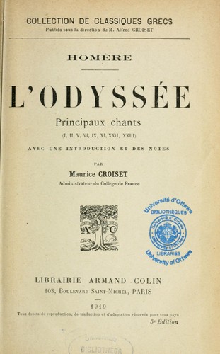 Όμηρος: L'Odyssée (French language, 1919, Colin)