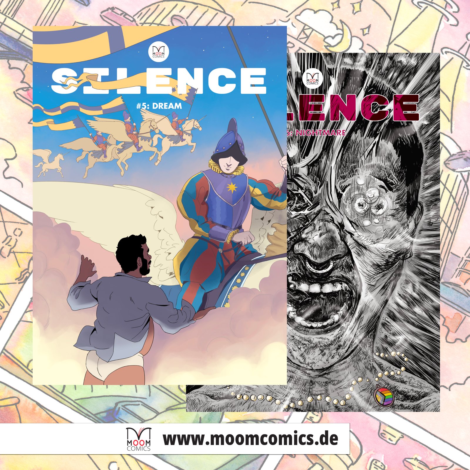 Łukasz Majcher, Marco Klein Nijenhuis, Sascha Dörp, Soizick Jaffré, Ive Senkovski, Len Gog, Jorge Pautrat, Giopota, Krzysztof Schodowsk: Silence 5 + 6: Dream * Nightmare (Paperback, Moom Comics)