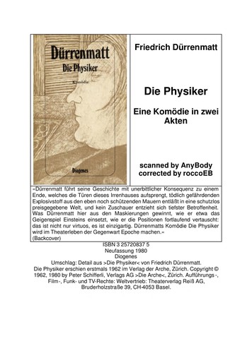 Friedrich Dürrenmatt: Die Physiker (German language, 1980, Diogenes)