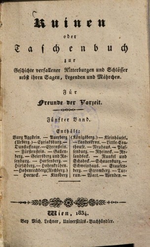 Gerhard Robert Walter von Coeckelberghe-Dützele: Ruinen oder Taschenbuch zur Geschichte verfallener Ritterburgen und Schlösser. Fünfter Band (1834, Lechner)