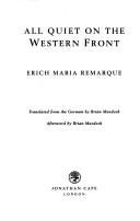 Erich Maria Remarque: All quiet on the western front (1994, Jonathan Cape)