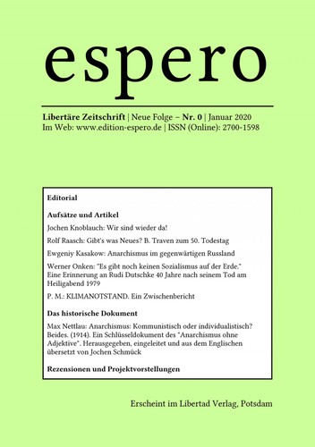 Jochen Knoblauch, Rolf Raasch, Markus Henning, Jochen Schmück: espero 0 (EBook, German language, 2019, Libertad Verlag)