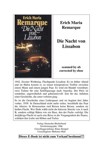 Erich Maria Remarque: Die Nacht von Lissabon (German language, 1962, Kiepenheuer & Witsch)