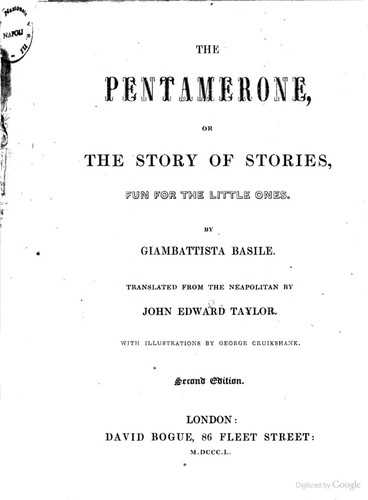 Giambattista Basile: The pentamerone (1850, Bogue)