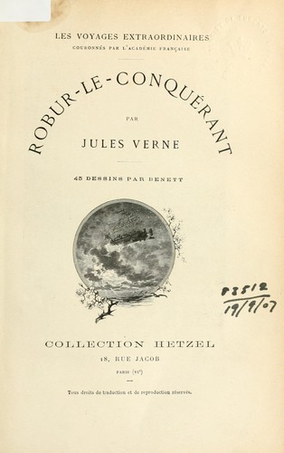 Jules Verne: Robur-Le-Conquérant (French language, 1900, Hetzel)